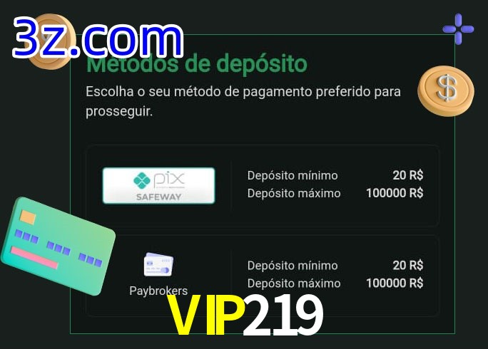 O cassino VIP219 oferece uma grande variedade de métodos de pagamento